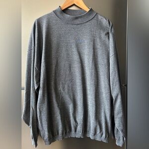 St. Croix Knits Sweater XL Gray Mock Neck Lightweight Made USA